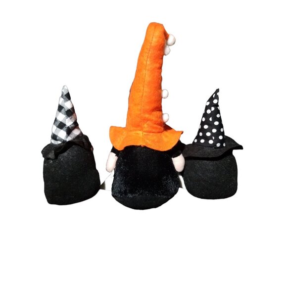 Halloween Gnomes With Polka Dot & Plaid Witch Hats Boo Banner Set of 3 - Picture 5 of 13